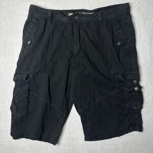 M Society Men's Black Cargo Shorts Size 36x13 Multi-Pocket Utility Y2K Gorpcore